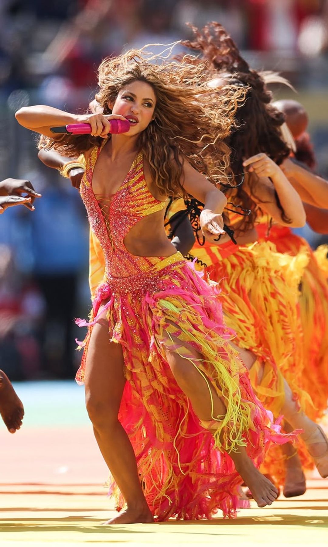 Shakira, durante el espectáculo de medio tiempo de la final del Mundial de 2026, en Nueva Jersey (julio de 2026).
