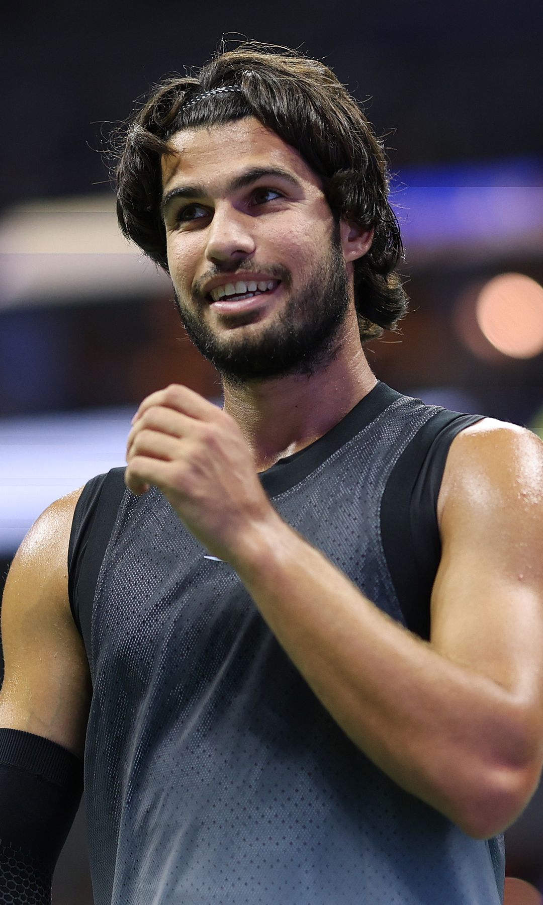 NEW YORK, NEW YORK - SEPTEMBER 08: Carlos Alcaraz of Spain reacts against Ben Shelton of the United States during their Men's Singles Quarterfinal match on Day Ten of the 2026 US Open at USTA Billie Jean King National Tennis Center on September 08, 2026 in the Flushing neighborhood of the Queens borough of New York City