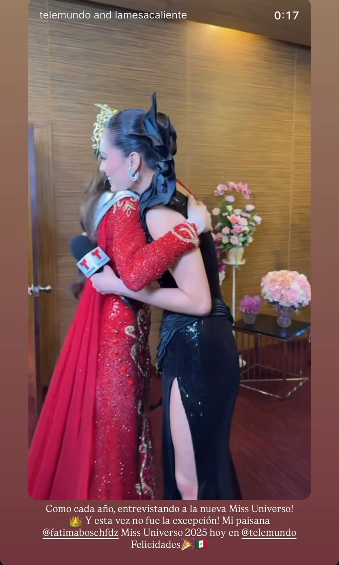 Andrea Meza y su encuentro con Fátima Bosch, tras su coronación como Miss Universe.