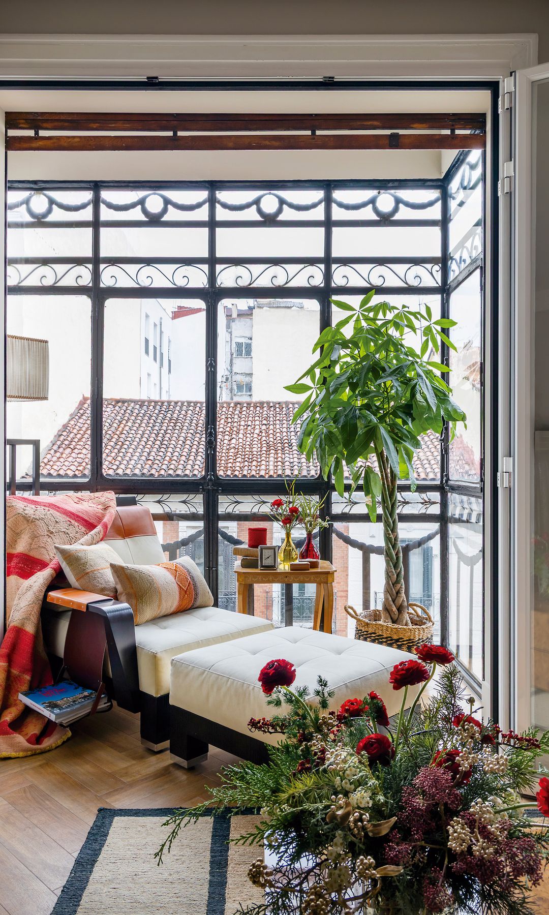 Rincón de lectura decorado por Navidad