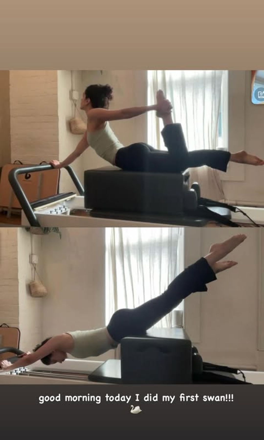 Rosalía practica su primer cisne en Pilates Reformer