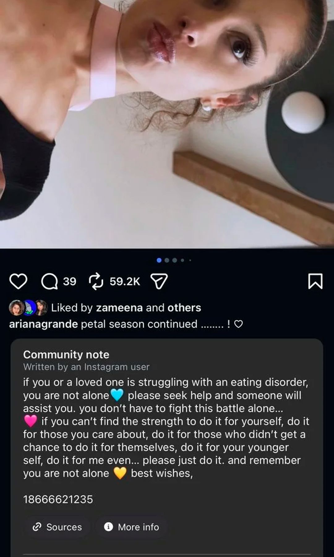 Instagram ha colocado un aviso advirtiendo a los usuarios sobre el contenido sensible.