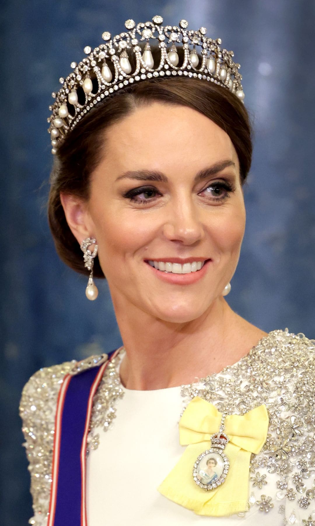 LONDON, ENGLAND - NOVEMBER 22: Catherine, Princess of Wales during the State Banquet at Buckingham Palace on November 22, 2022 in London, England. This is the first state visit hosted by the UK with King Charles III as monarch, and the first state visit here by a South African leader since 2010. (Photo by Chris Jackson/Getty Images)