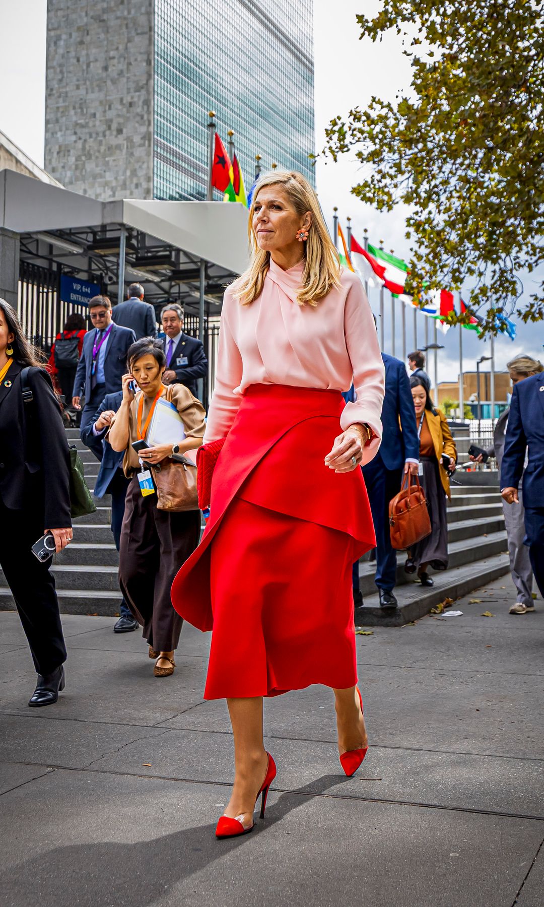 La reina Máxima de Países Bajos a su llegada a la sede de las Naciones Unidas durante la 81ª Asamblea General de la ONU en Nueva York, el 22 de septiembre de 2026.