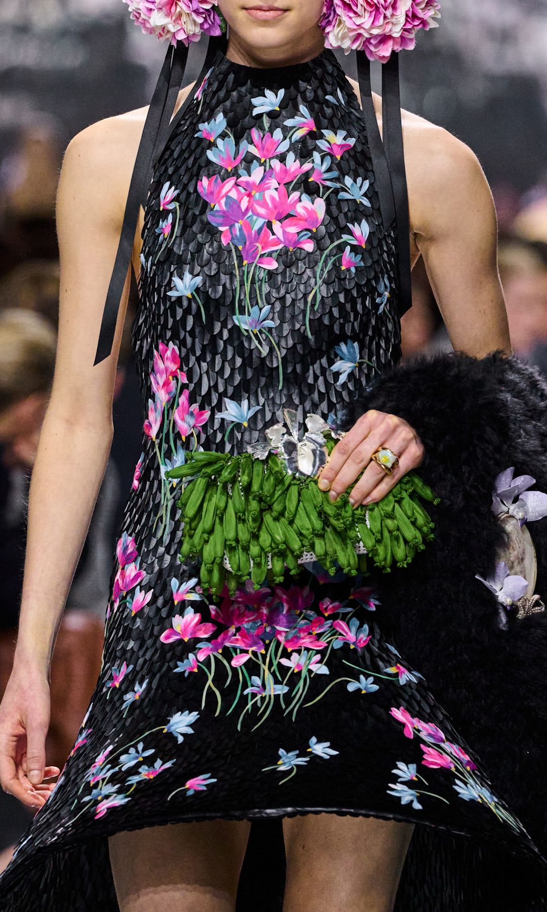 Vestido con estampado floral de la colección Dior Alta Costura