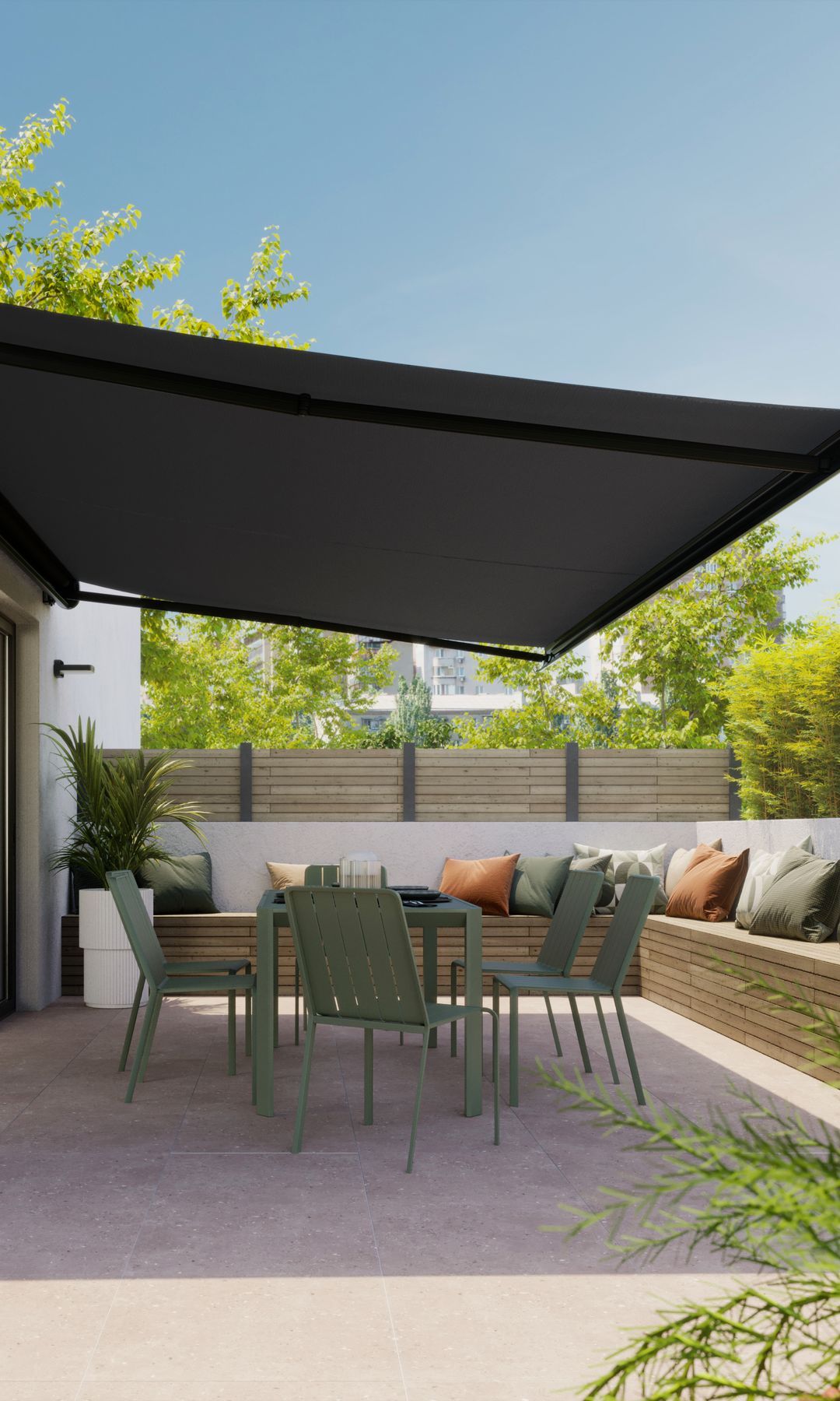 Terraza con toldo