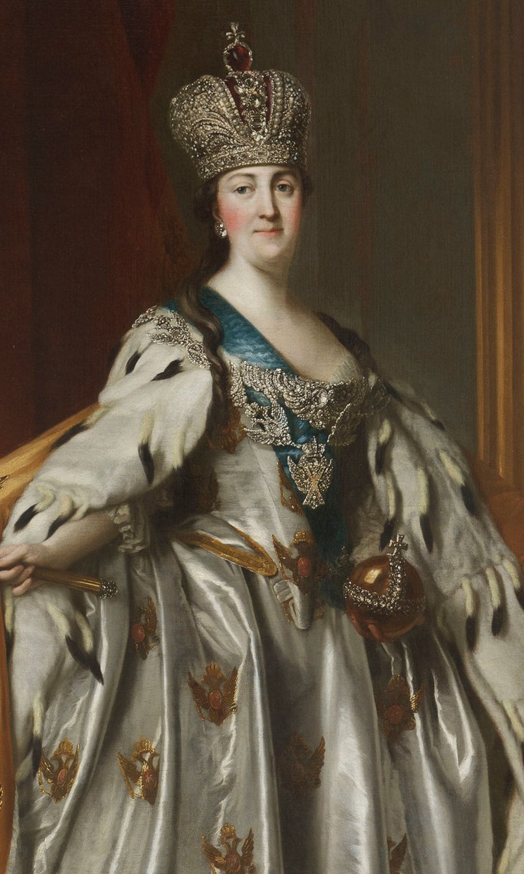 Retrato de la emperatriz Catalina II (1729-1796), con la Corona Imperial de Rusia. 
