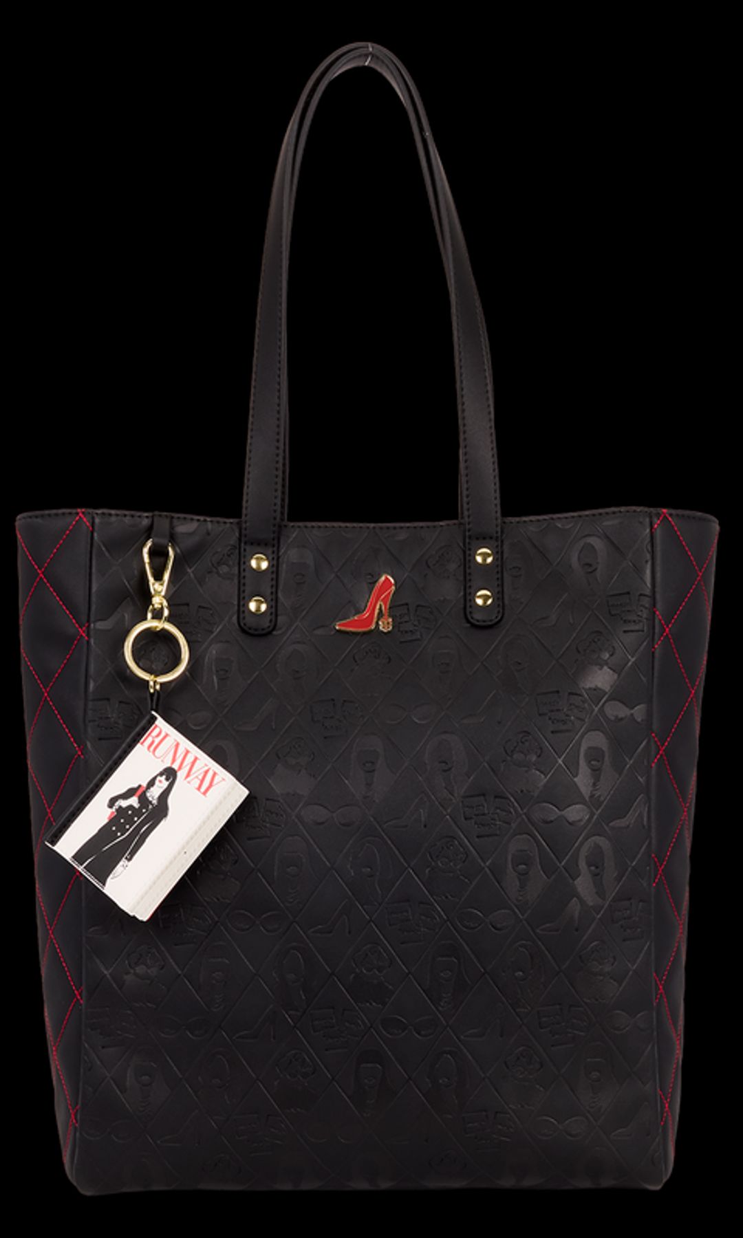 La colección incluye un bolso acolchado negro con guiños a la película y un llavero de Runway que se abre para mostrar algunas de sus frases más icónicas
