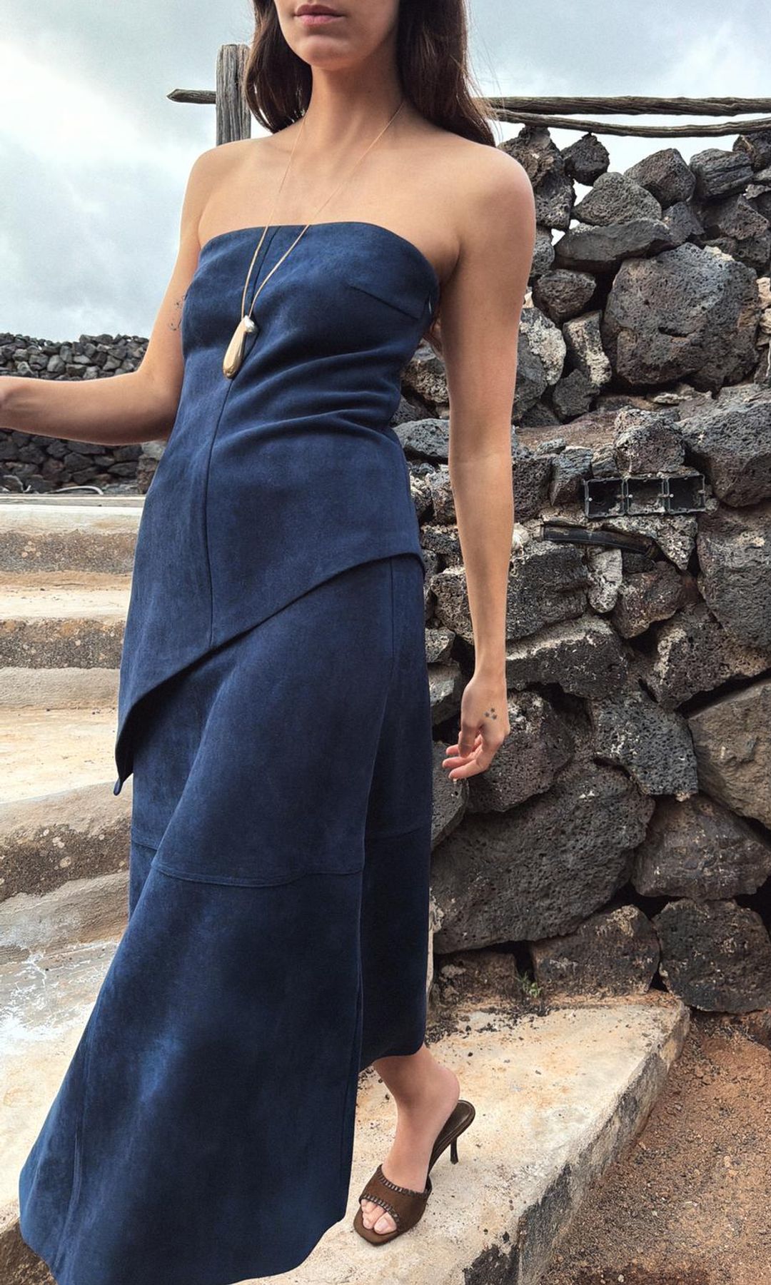 Conjunto Zara azul marino efecto ante
