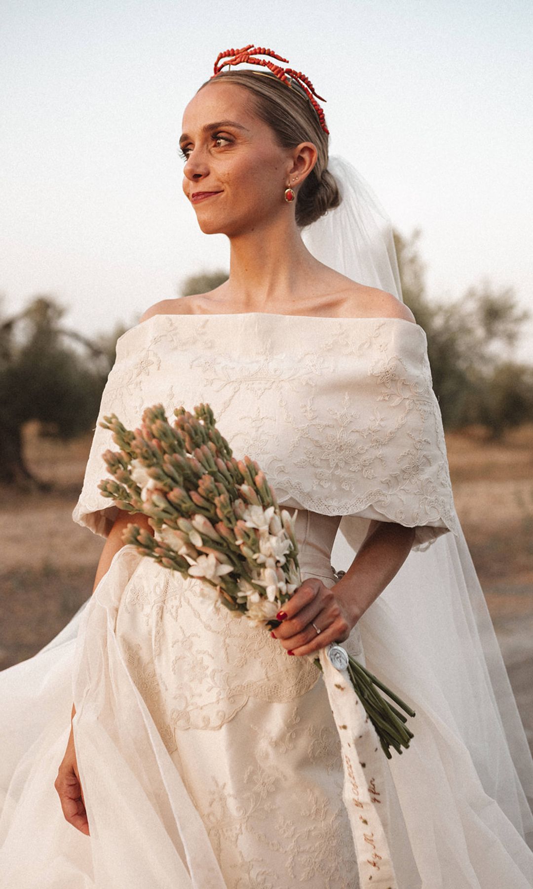 Ramo de novia de nardos de tallo largo