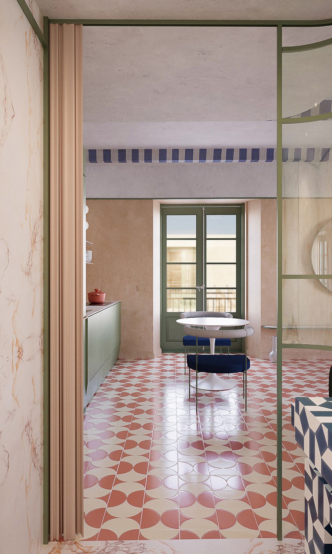 Cocina. Proyecto de apartamentos, diseñador por el estudio Cateto Cateto