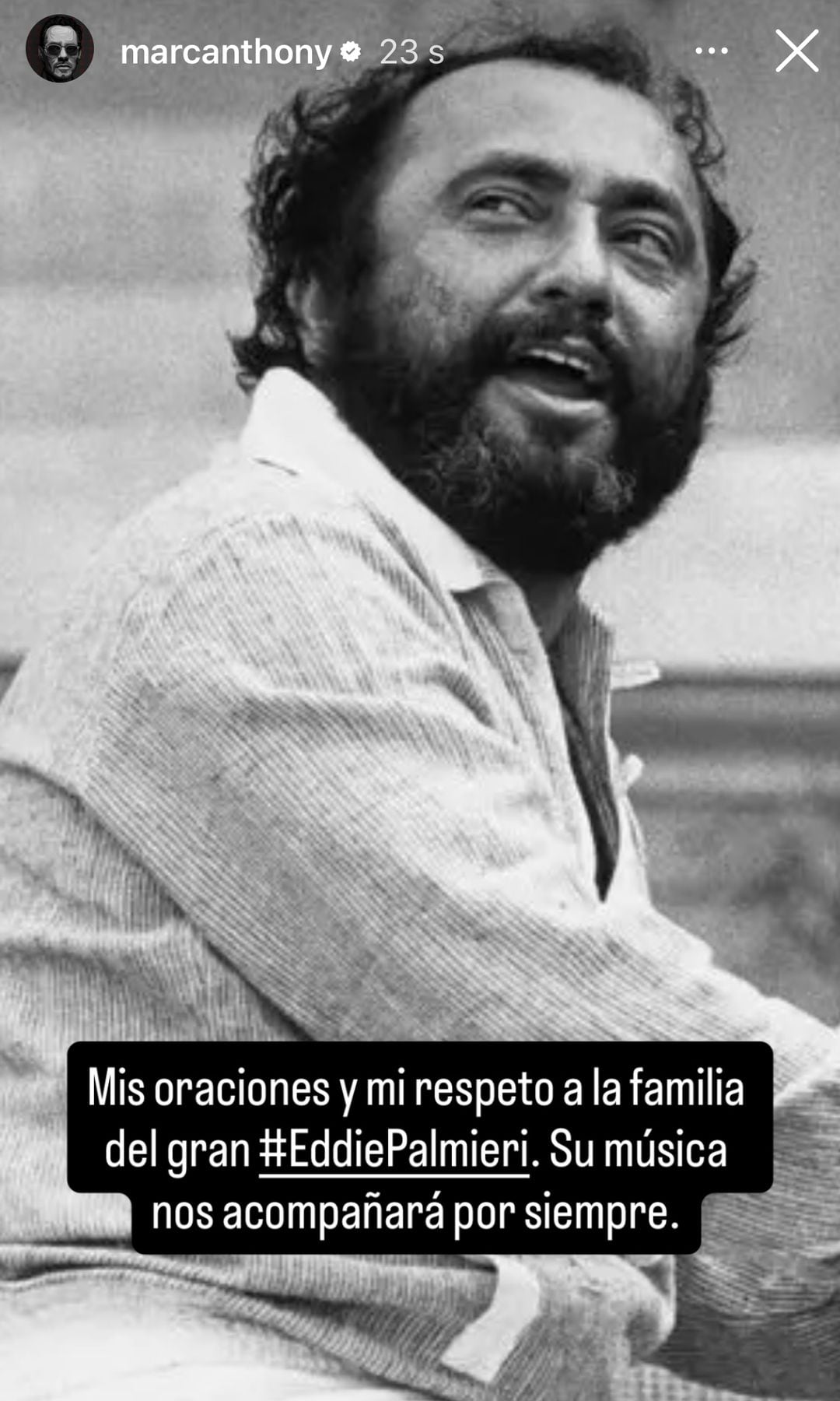Marc Anthony envió sus condolencias a la familia de Eddie Palmieri.