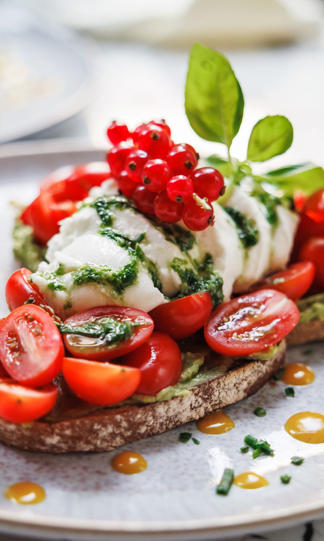 Tostada de queso con tomate