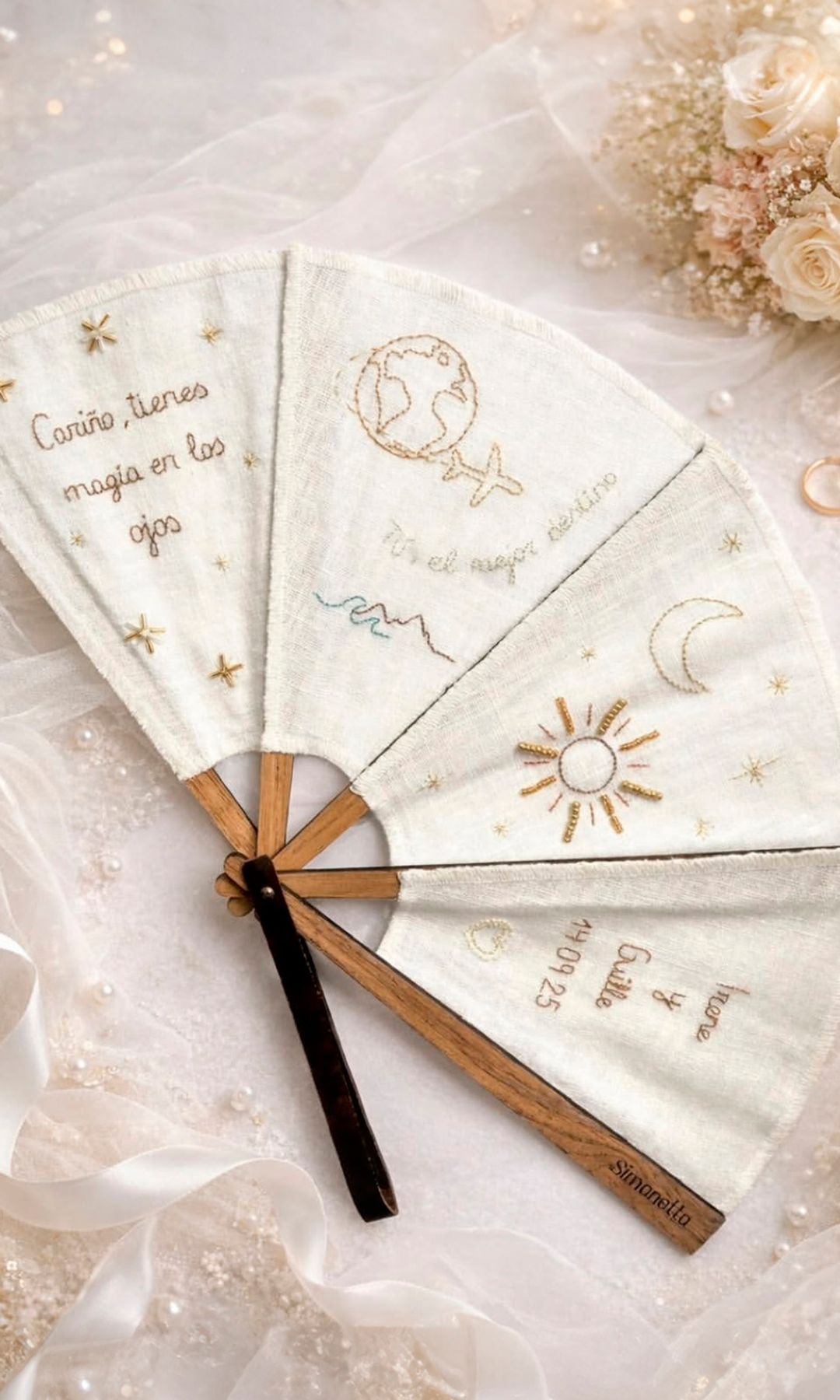 Abanico bordado de novia, de Simonetta Singular