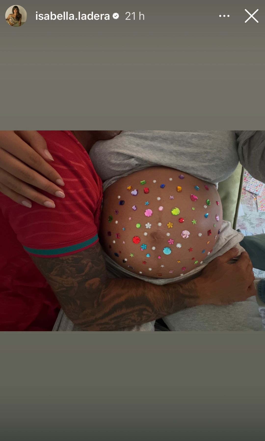 Isabella Ladera en una de sus últimas fotos con su barriguita.