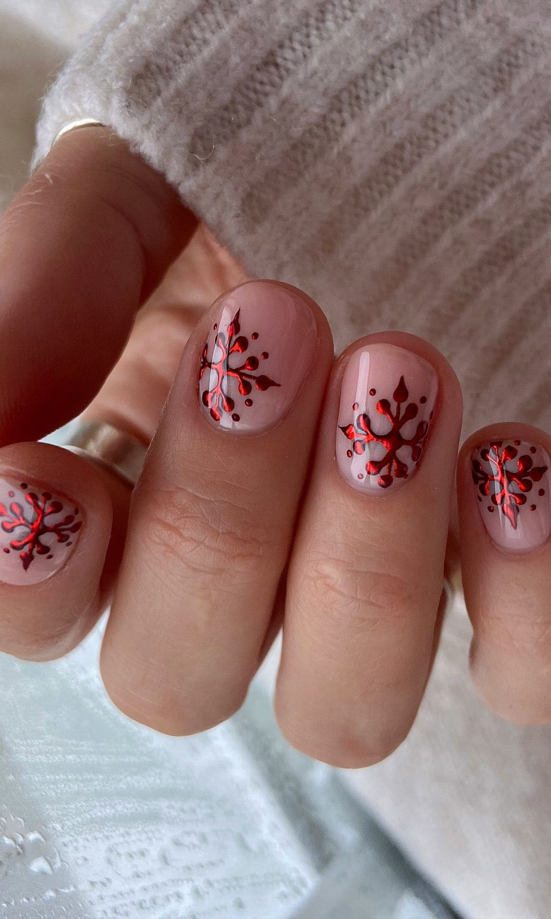 Manicura de copos de nieve