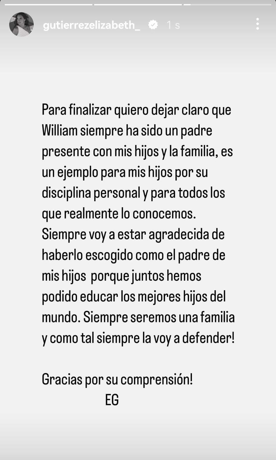 Mensaje de Elizabeth Gutiérrez