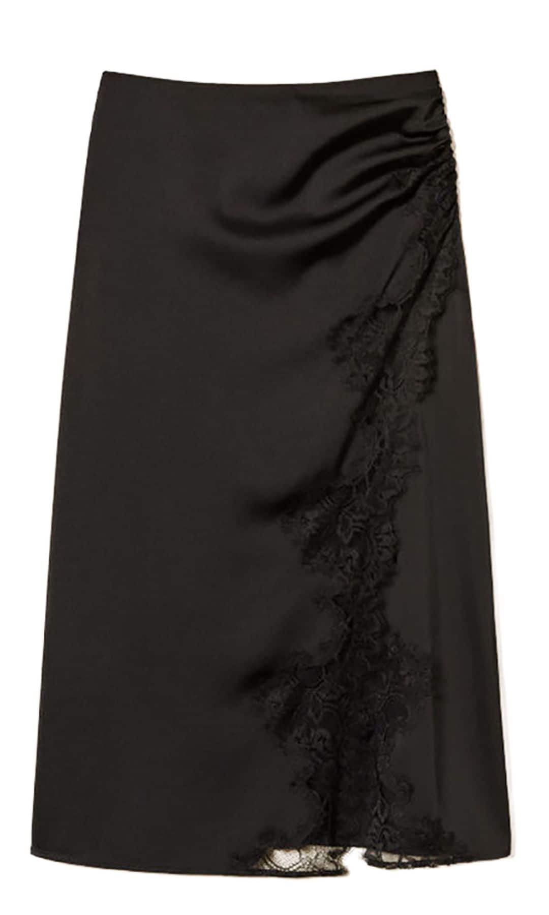 Falda midi de raso (209 €), de Twinset