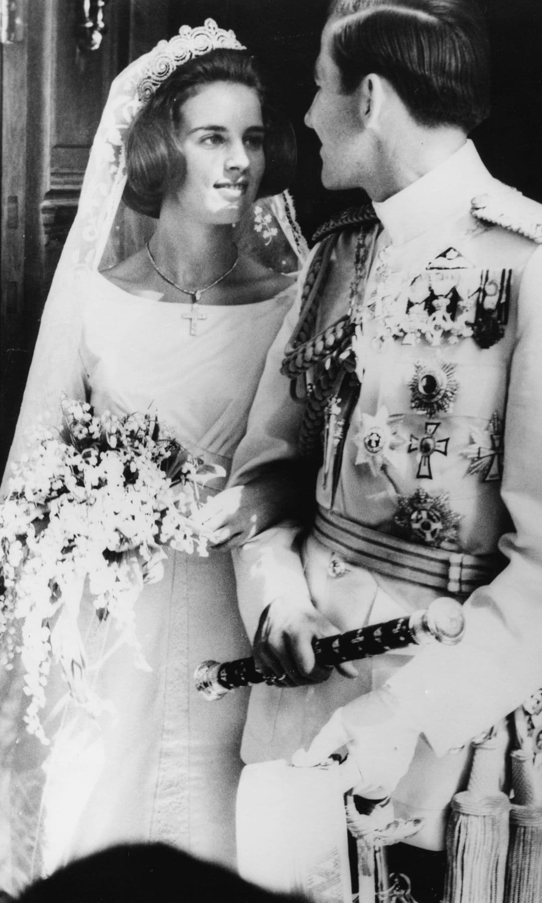 Tiara Jedive de Egipto de Ana María de Grecia en su boda