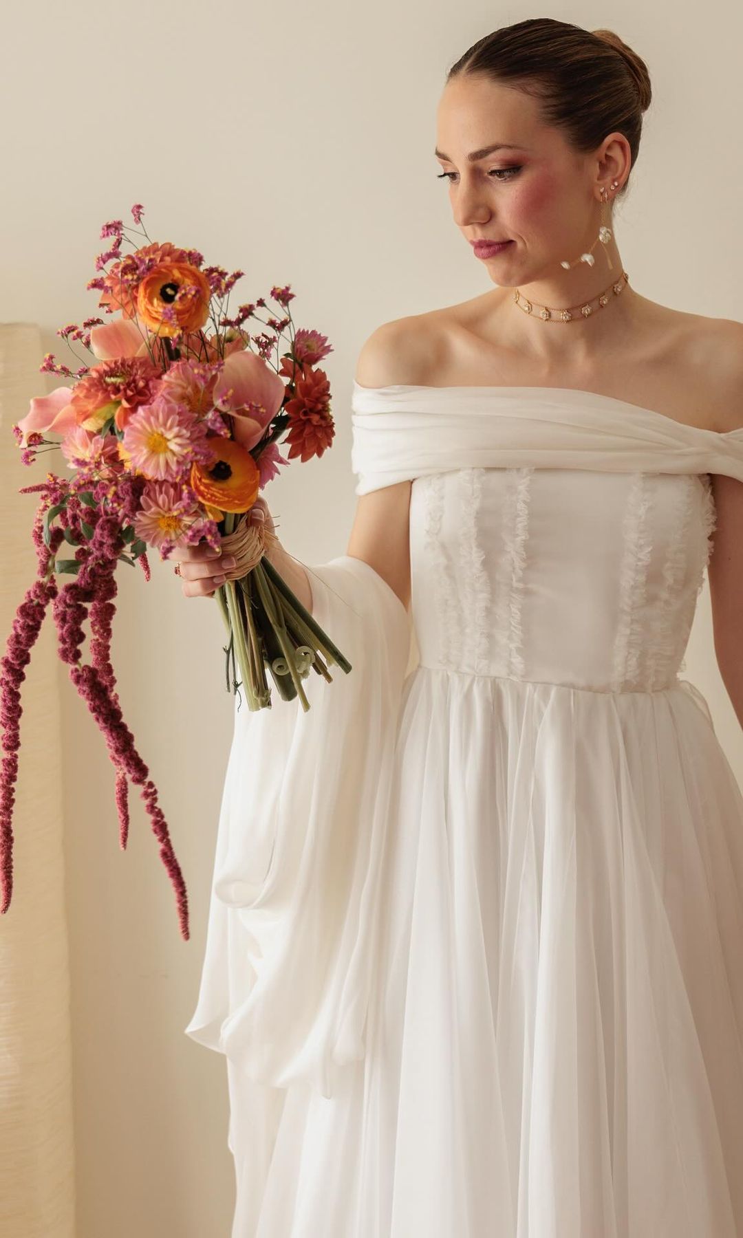 Ramo de novia con amaranthus burdeos