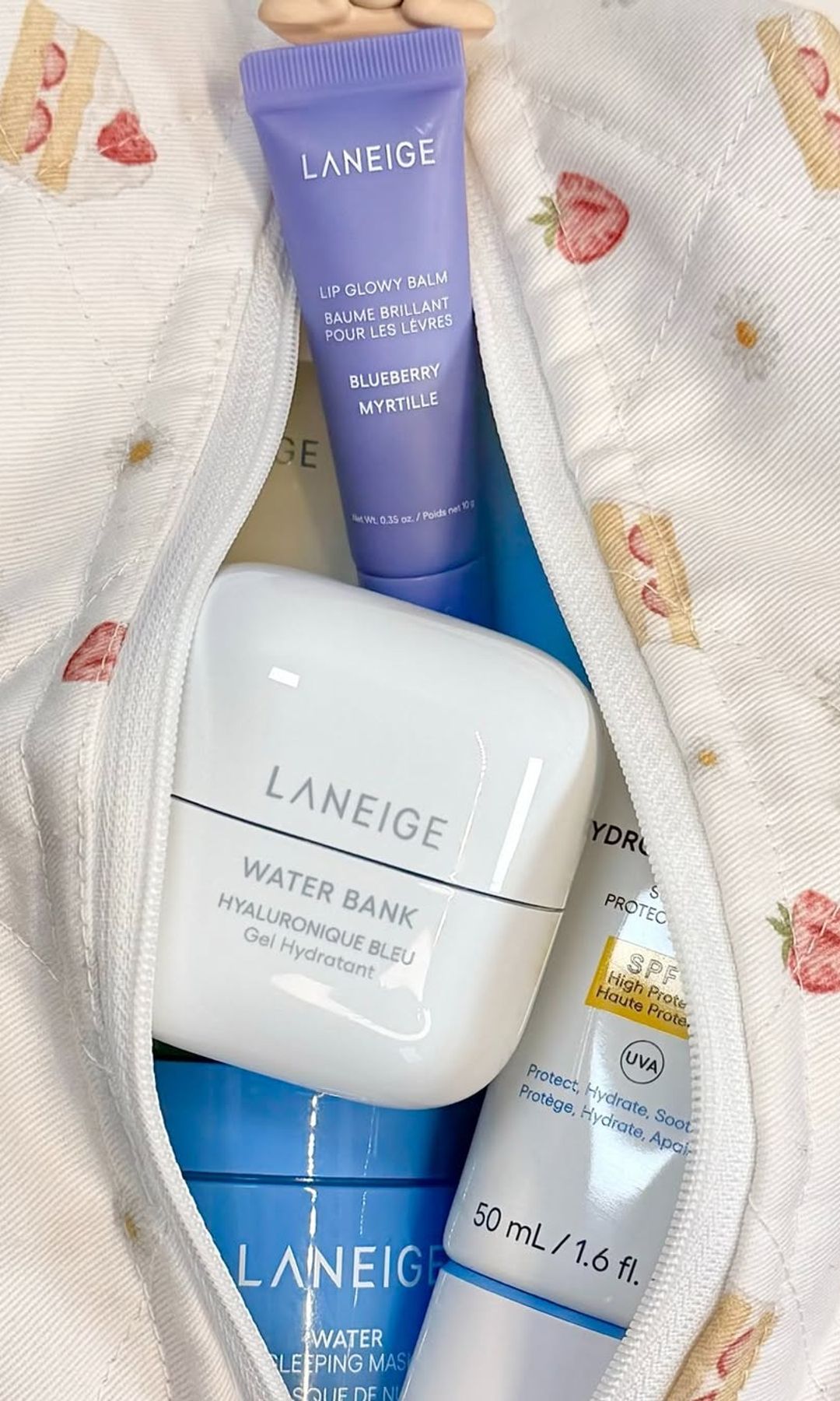 Productos Laneige Water Bank y gel hidratante coreano con textura jelly y alto contenido en ácido hialurónico