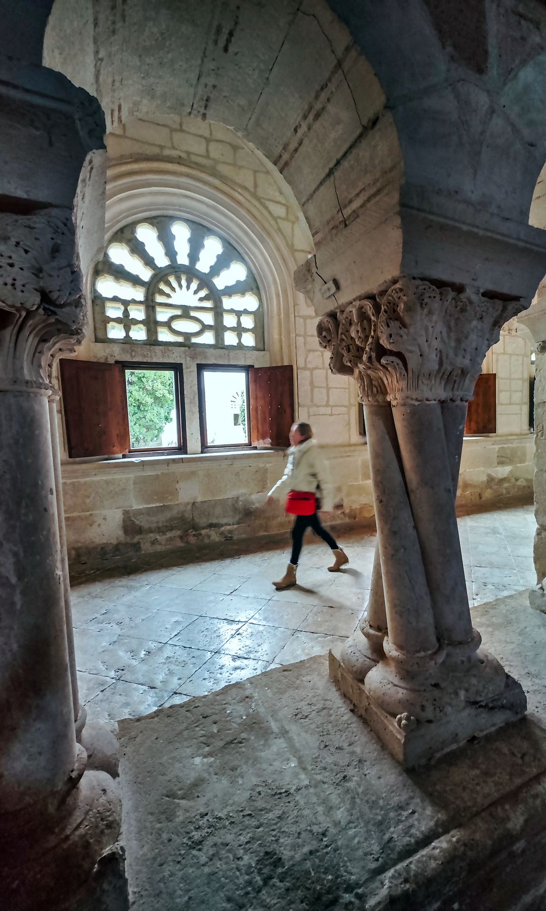 Columnas torsas del claustro del monasterio de la Vid, ribera del Duero burgalesa.