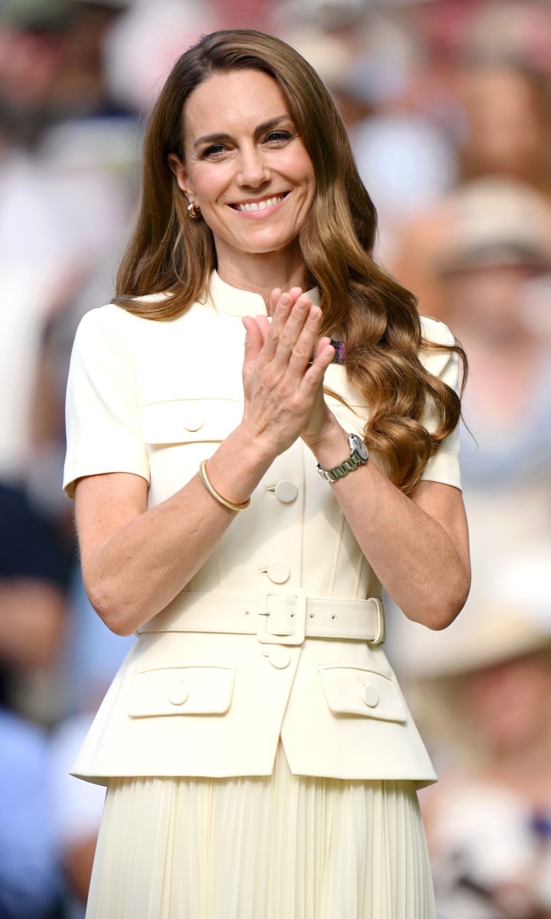 Kate Middleton asiste al día trece del Wimbledon Tennis Championships en el All England Lawn Tennis and Croquet Club el 12 de julio de 2025 en Londres, Inglaterra.
