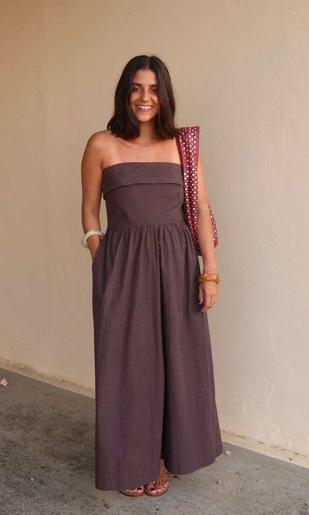 vestido marron largo sin mangas