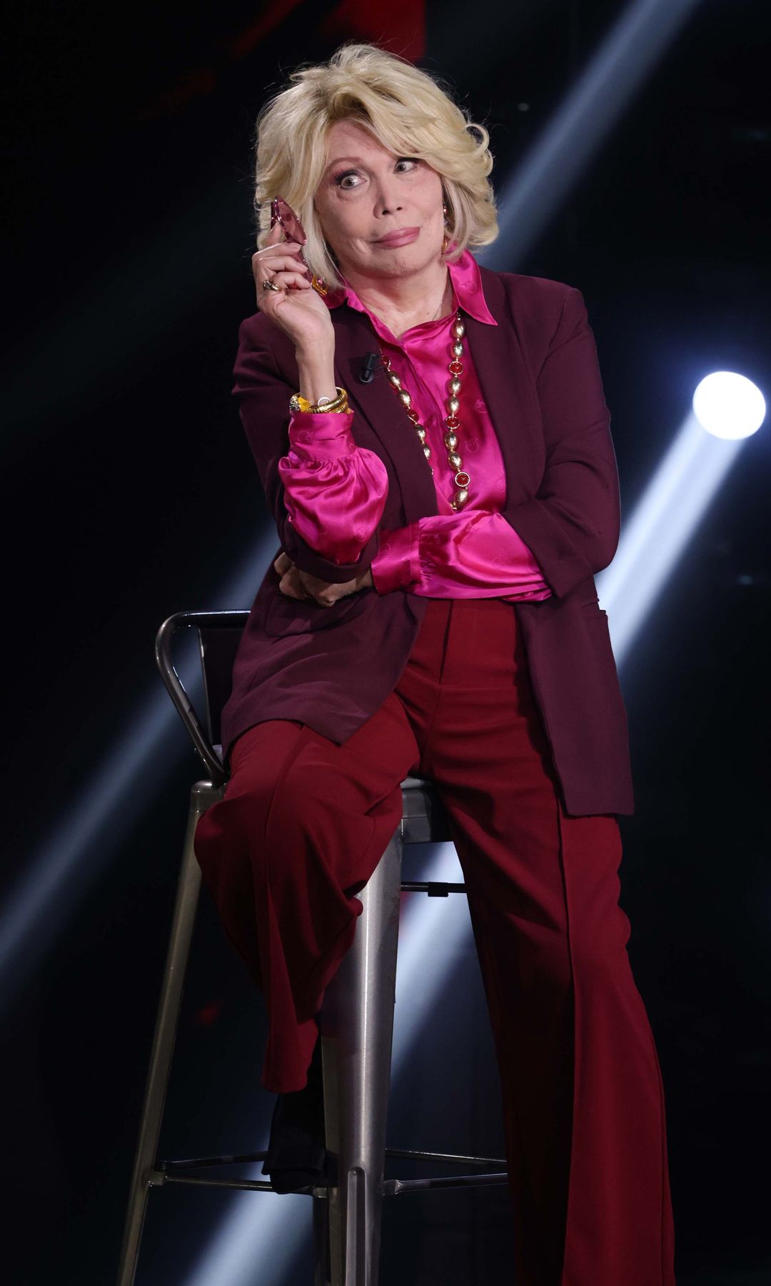 British-French singer and actress Amanda Lear (Tapp) is a guest of Italian host Francesca Fagnani on the show Belve at the Rai Dear studios. Rome (Italy), March 11th, 2026 (Photo by Massimo Insabato/Archivio Massimo Insabato/Mondadori Portfolio via Getty Images)