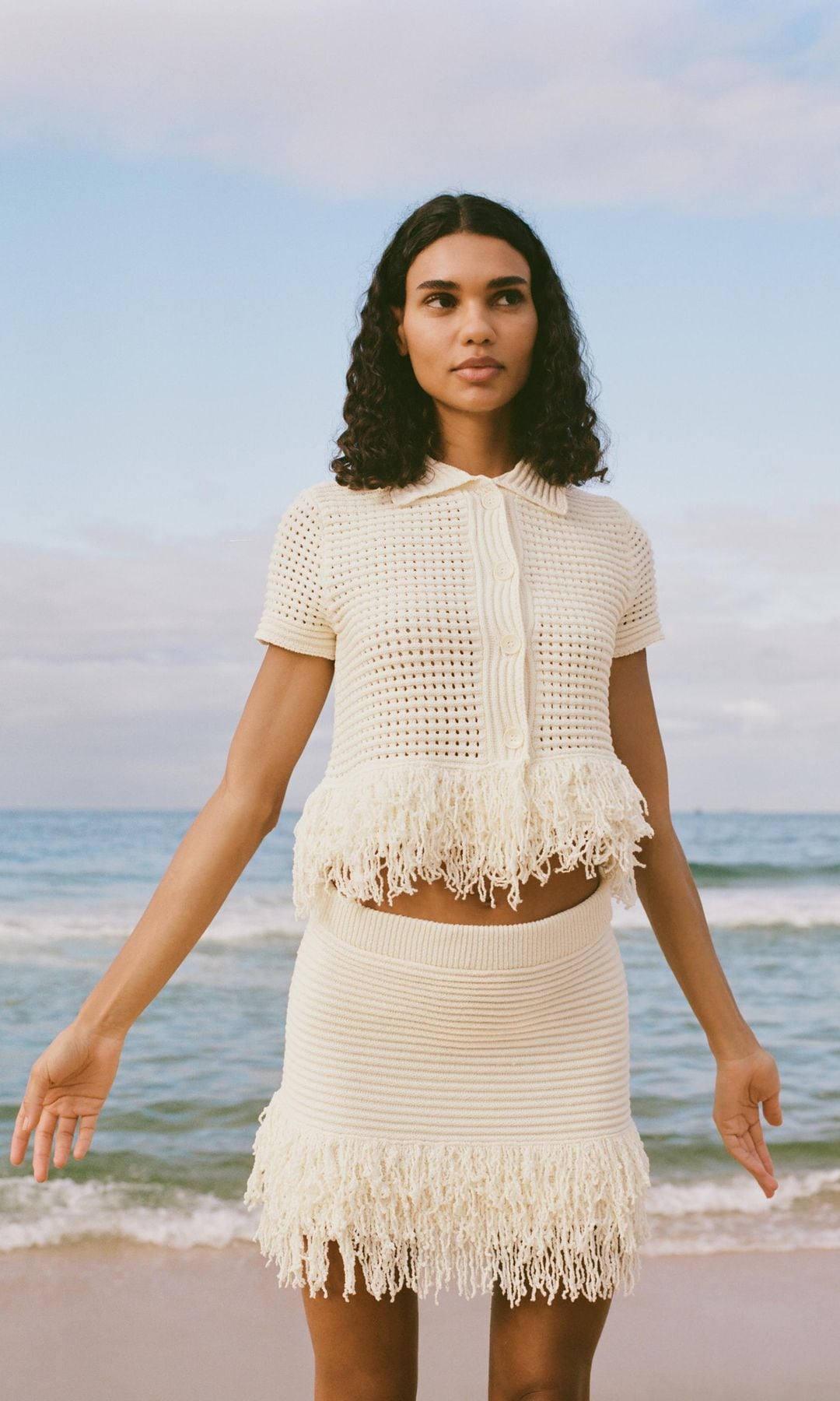 Conjunto blanco de crochet punto, de Zara