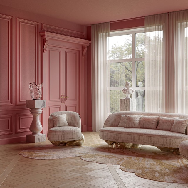 Salón pintado de rosa
