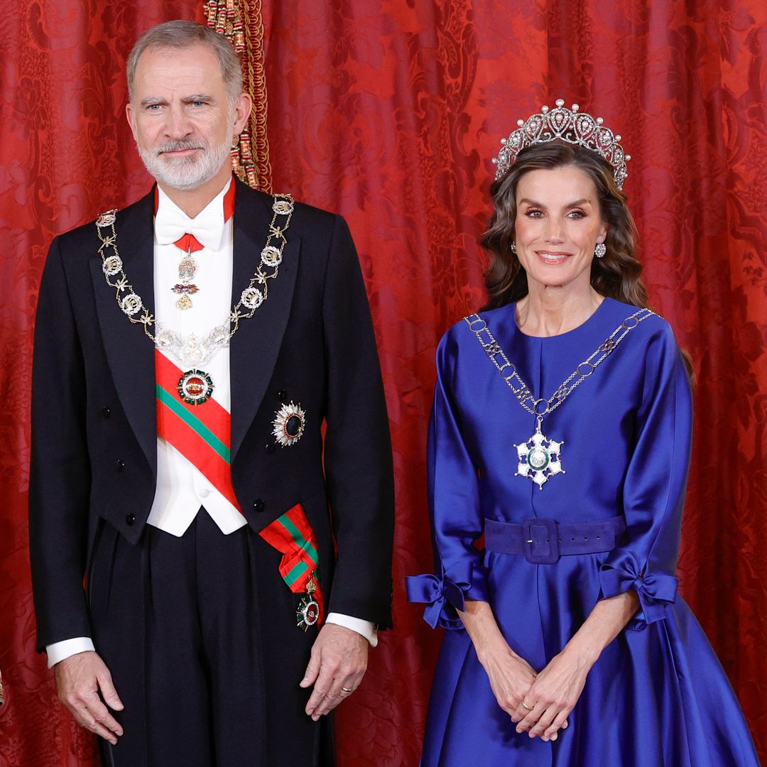 Felipe VI y Letizia en la cena de gala en el Palacio Real en honor al Sultán de Omán, el 4 de noviembre de 2025