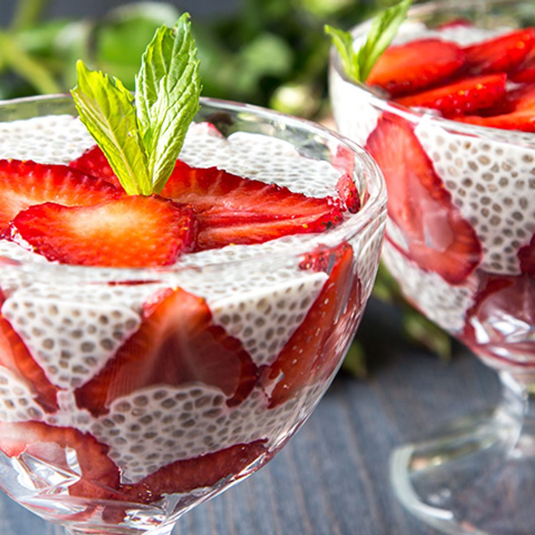 Pudin de fresas y semillas de chía, delicioso y altamente saludable