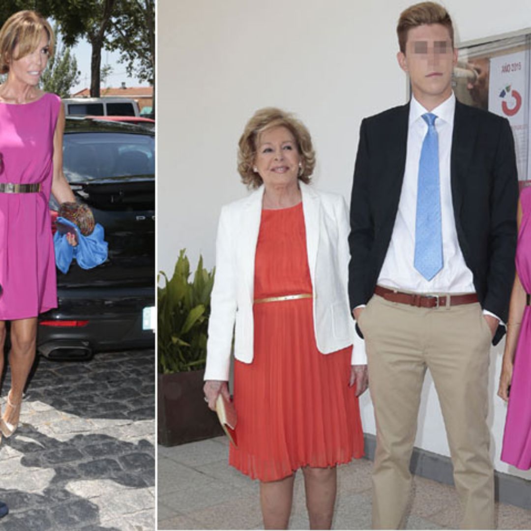 Lara Dibildos y Álvaro Muñoz Escassi se reúnen en la comunión de su hijo