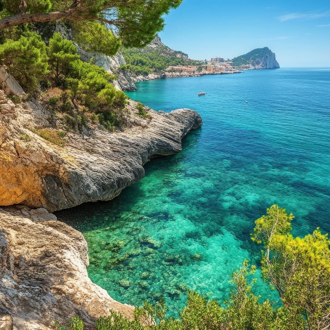 Costa de Benissa y al fondo el peñón de Ifach, Alicante