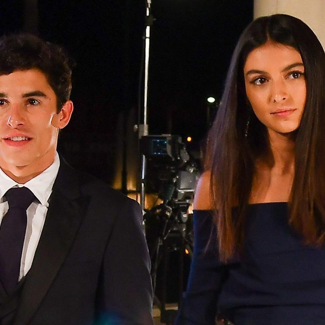 Lucía Rivera y Marc Márquez, juntos por primera vez en público para celebrar el éxito del piloto
