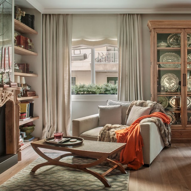 Salón con tejidos abrigados
