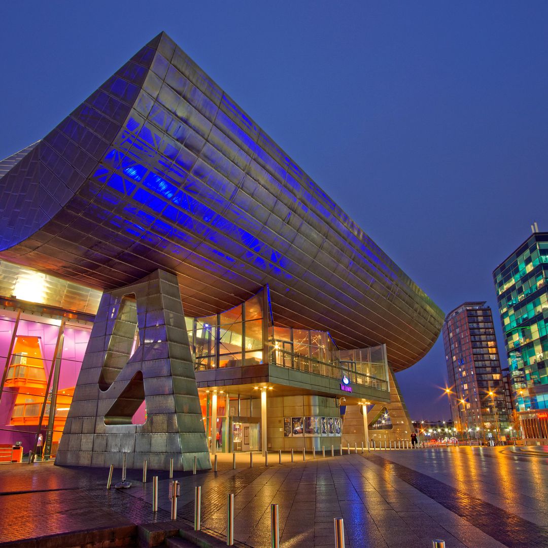 El teatro The Lowry en Salford Quays, Salford, Mánchester, Inglaterrra