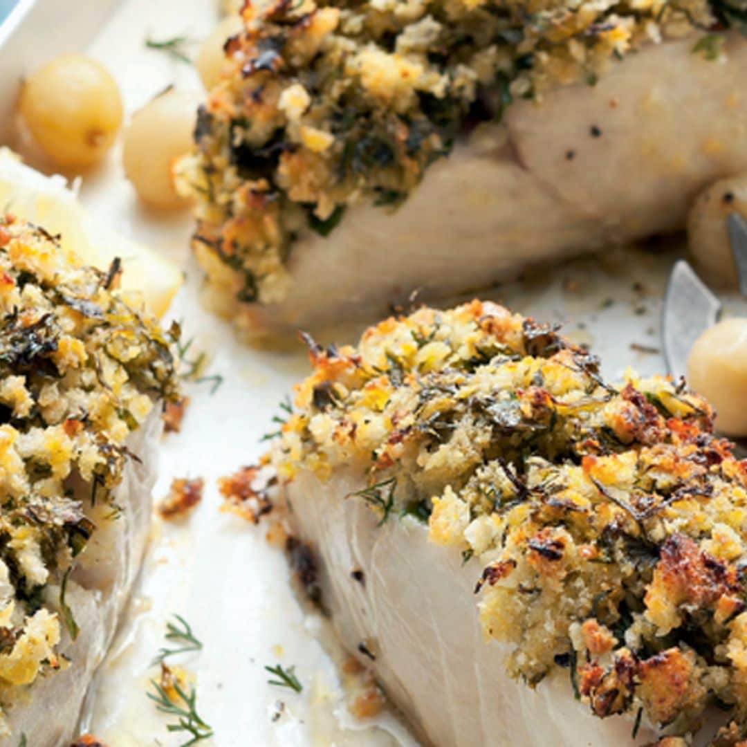 Bacalao con costra de frutos secos