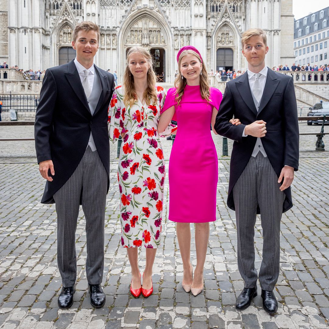 Las princesas belgas deslumbran en el Día Nacional: del elegantísimo traje fucsia de Elisabeth al diseño floral de Eléonore