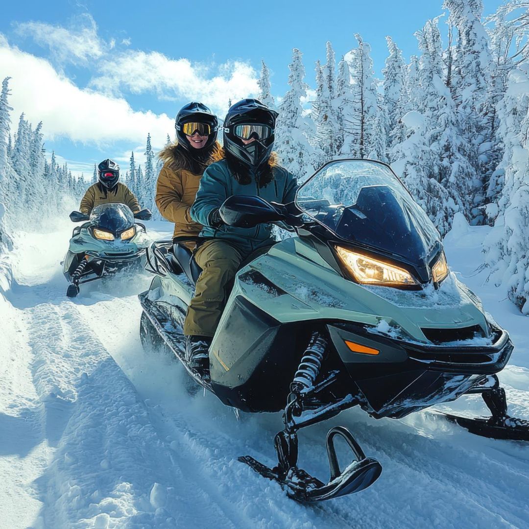 Moto de nieve en pareja