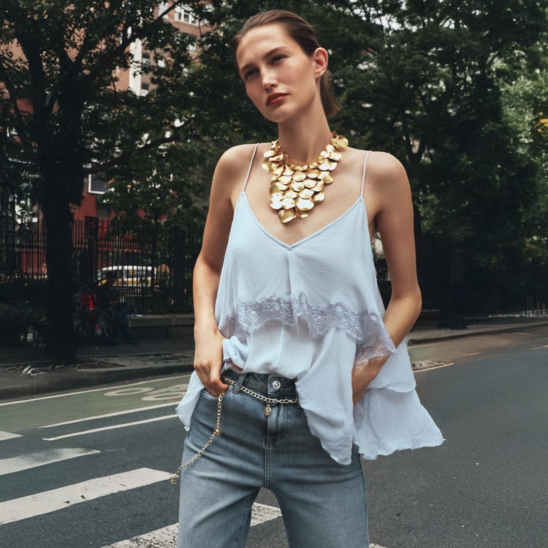 Top lencero azul de zara