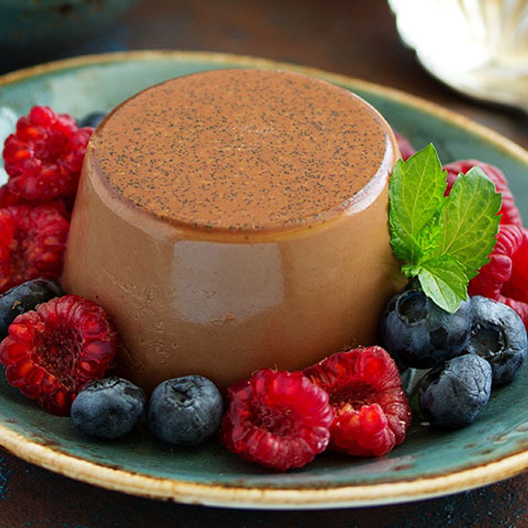 Flan helado de chocolate y café