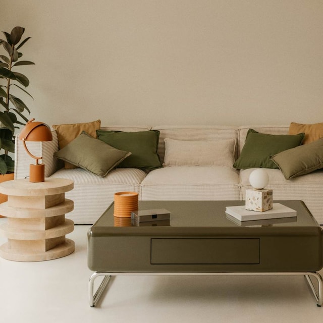 Salón decorado con muebles fabulosos pero asequibles