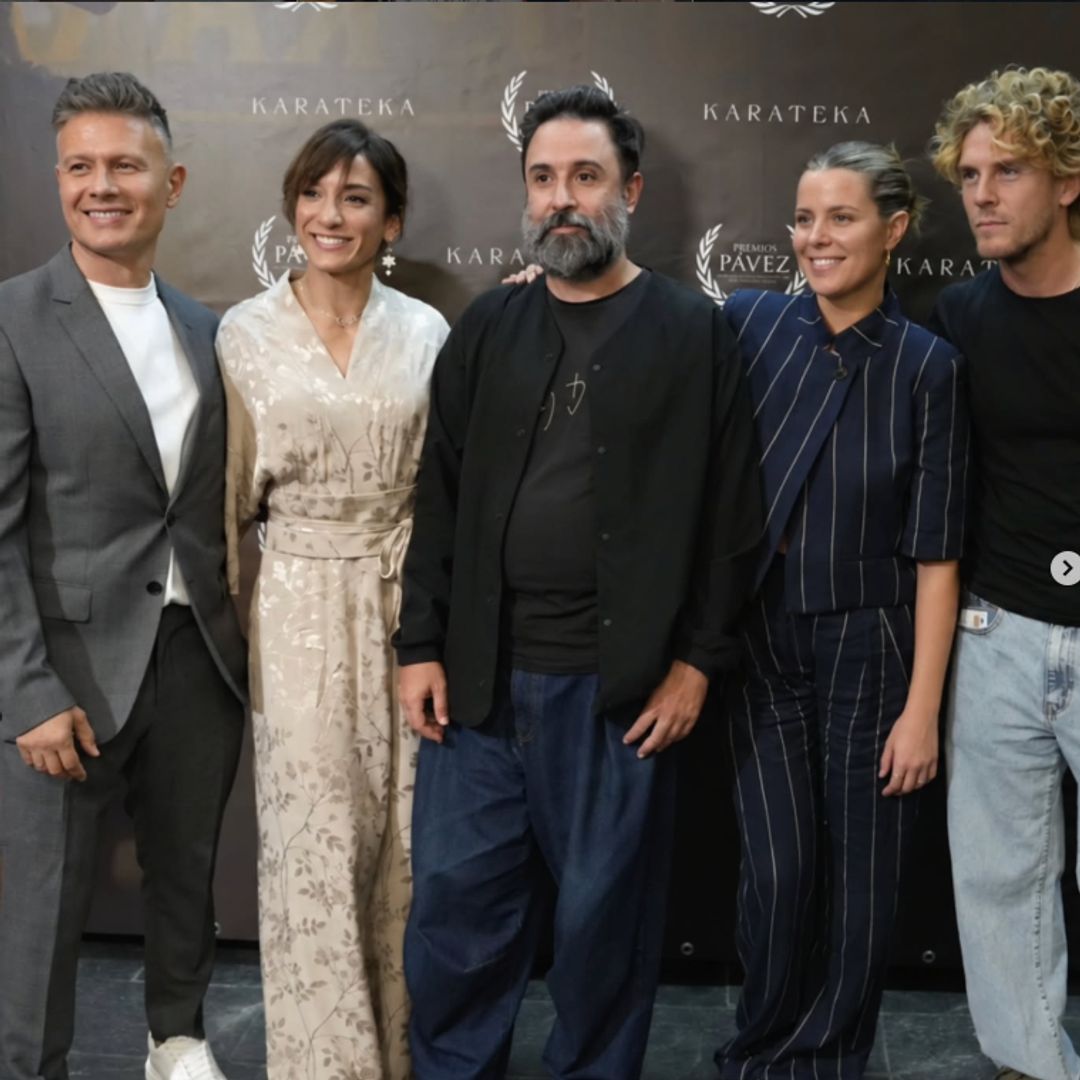 Sandra Sánchez junto a su pareja y entrenador y el director y los protagonistas del biopic 'Karateka', cuando presentaron la película en el Festival de Cine de Talavera de la Reina, Toledo