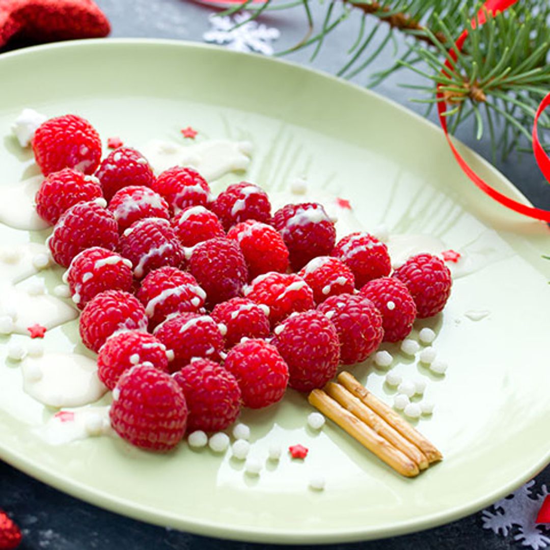 Árbol navideño de frambuesas