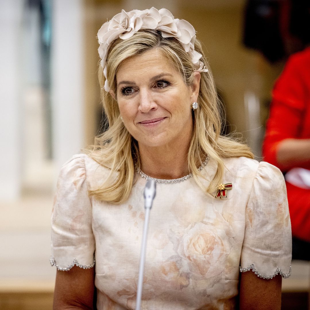 Máxima de Holanda no deja indiferente en su nueva cita con Elke Büdenbender: diadema de pétalos y el vestido de la graduación de Amalia