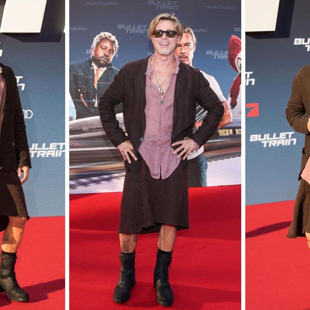 Brad Pitt se roba todas las miradas con su look de falda y botas