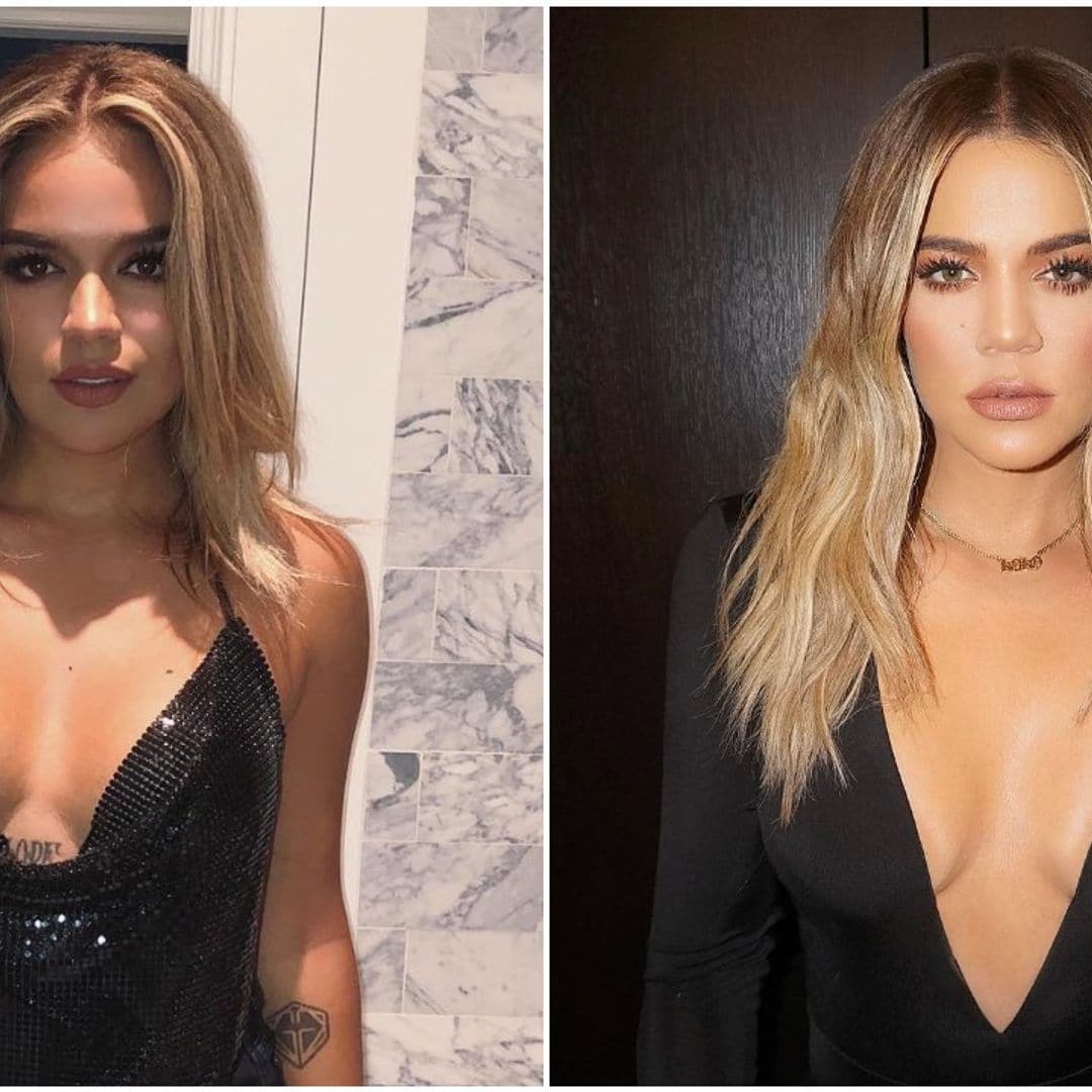 ¡Como gemelas! Mira el gran parecido entre Karol G y Khloé Kardashian