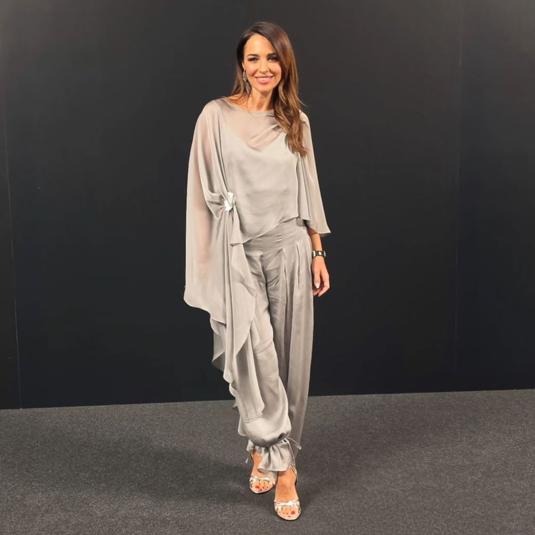 Paula Echevarría y el look metalizado de pantalones bombacho que atrapó miradas en su cita madrileña con Kylian Mbappé
